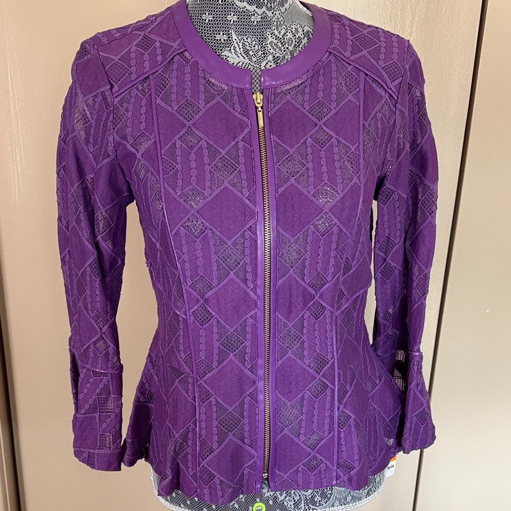 Women's Purple Lace Zip-Front Jacket
